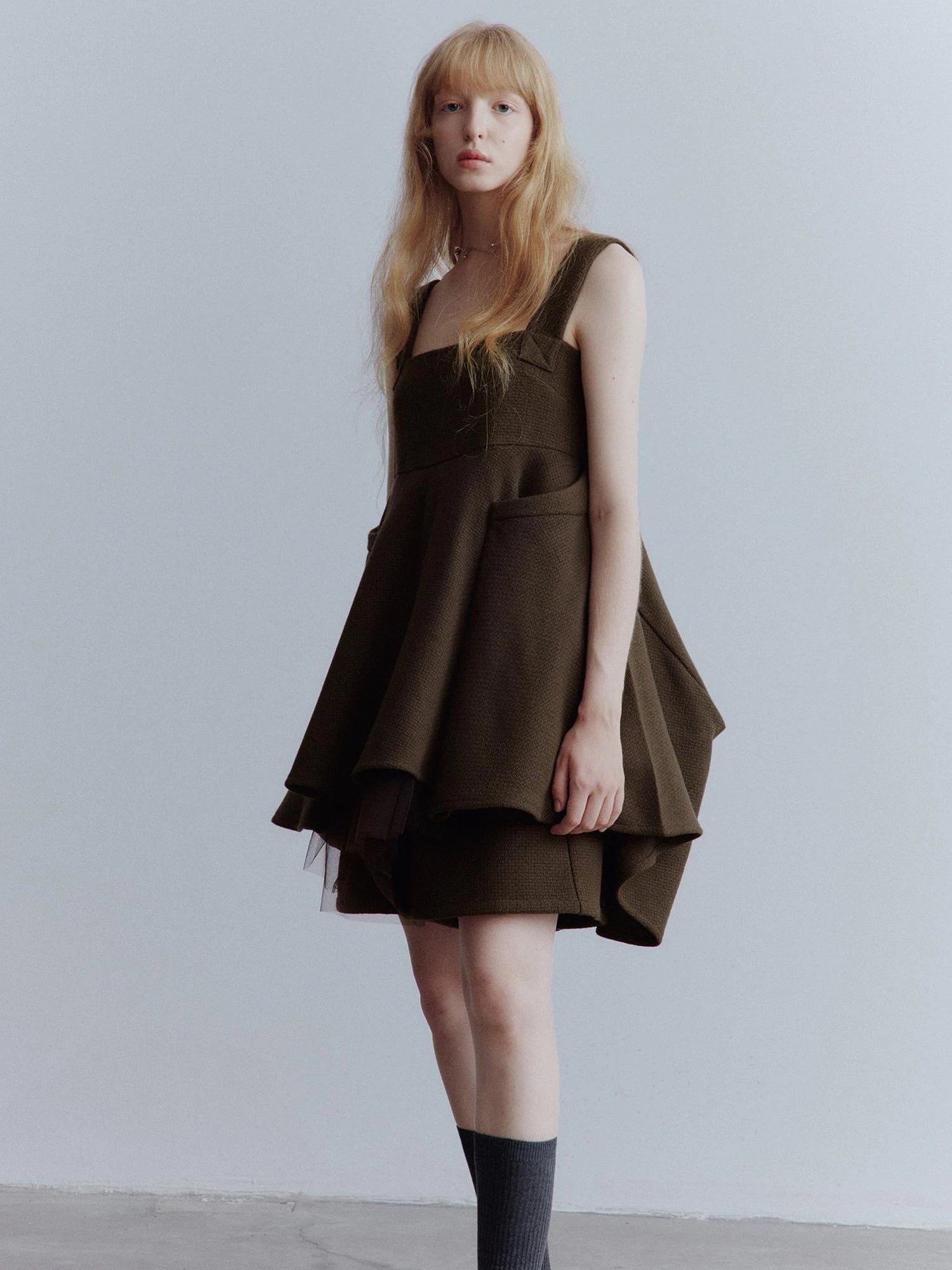 Chocolate Brown Relaxed Wool Blend High Waisted Shorts