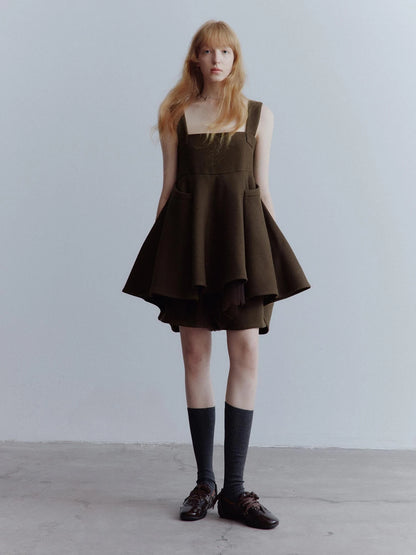 Chocolate Brown Relaxed Wool Blend High Waisted Shorts