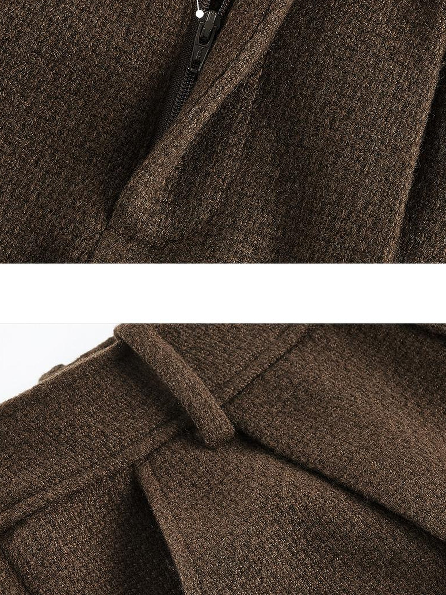 FUSSED Chocolate Brown Relaxed Wool Blend High Waisted Shorts