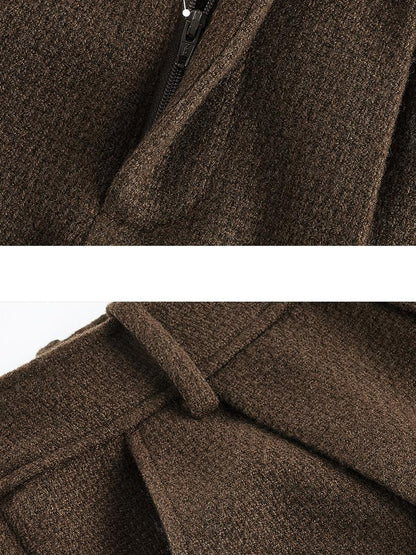 FUSSED Chocolate Brown Relaxed Wool Blend High Waisted Shorts