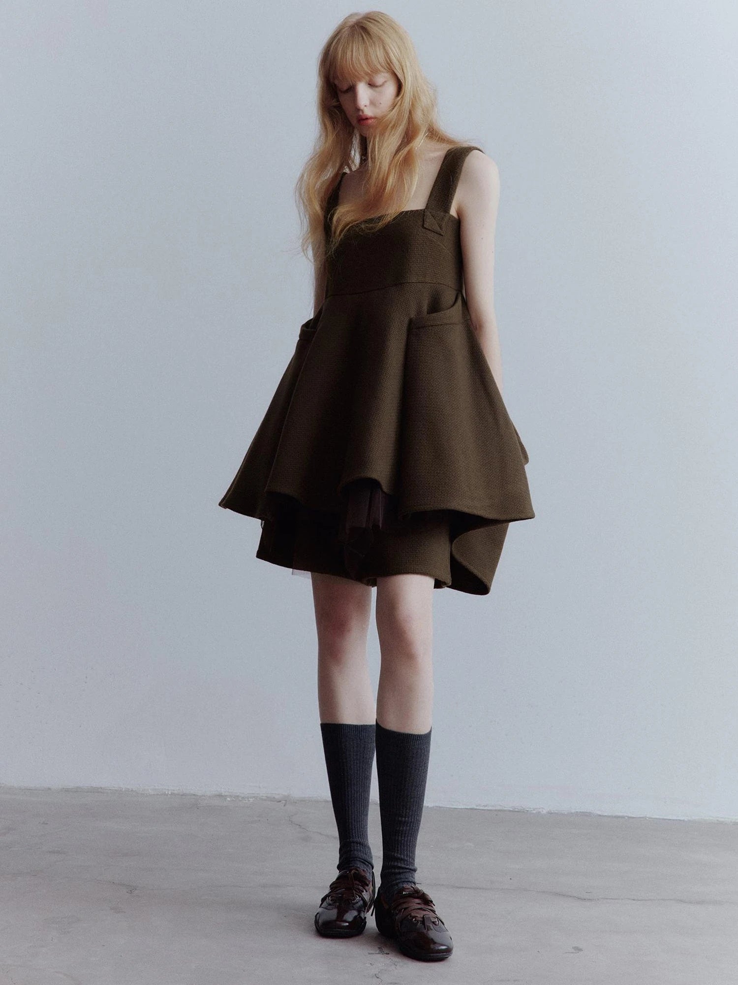 Chocolate Brown Relaxed Wool Blend High Waisted Shorts