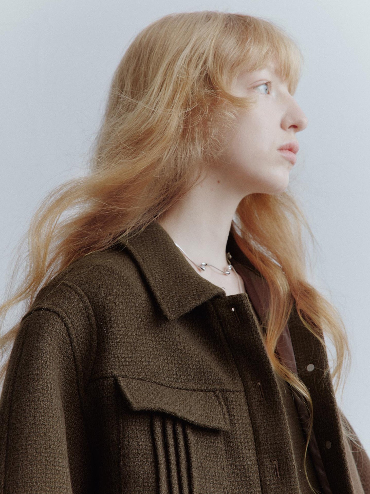 FUSSED Chocolate Brown Wool Blend Workwear Jacket With Asymmetrical Pockets