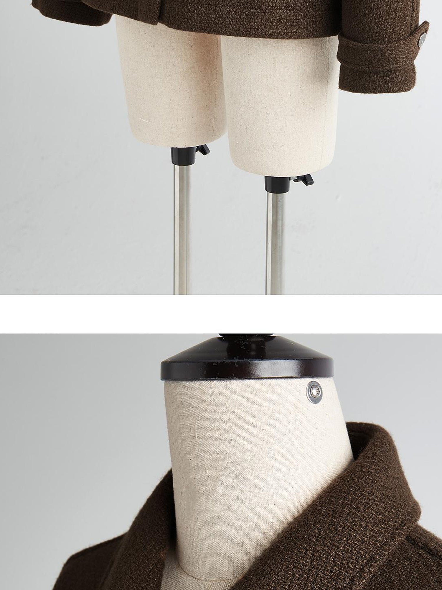 FUSSED Chocolate Brown Wool Blend Workwear Jacket With Asymmetrical Pockets