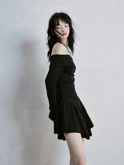 FUSSED Classic Black One Shoulder Ballet Inspired Separates Set