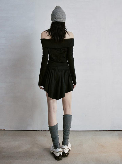 FUSSED Classic Black One Shoulder Ballet Inspired Separates Set