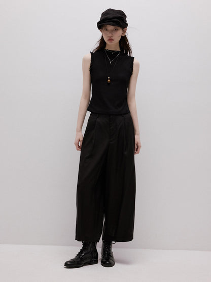 FUSSED Classic Black Straight Zipper Mid Low Waist Women&