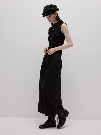 FUSSED Classic Black Straight Zipper Mid Low Waist Women&