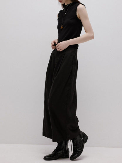 FUSSED Classic Black Straight Zipper Mid Low Waist Women&