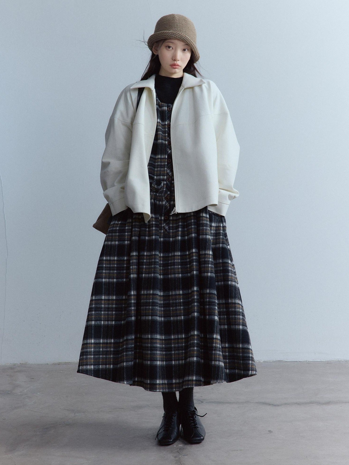 FUSSED Classic Tartan Low Waist Twist Pleat Aline Girly Button Maxi Dresses