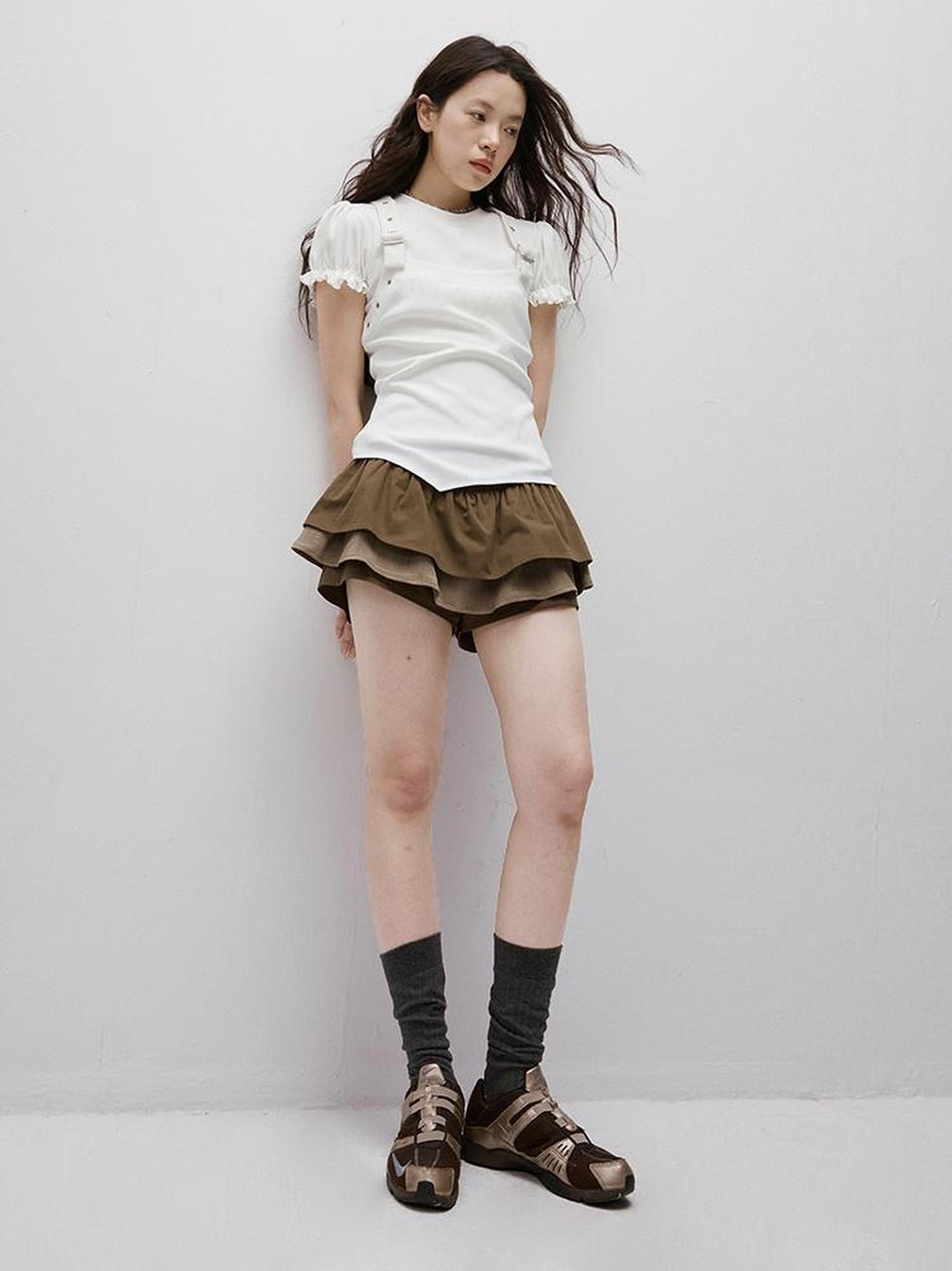 FUSSED Cleanfit Puff Sleeve Cropped Tee In Four Colors