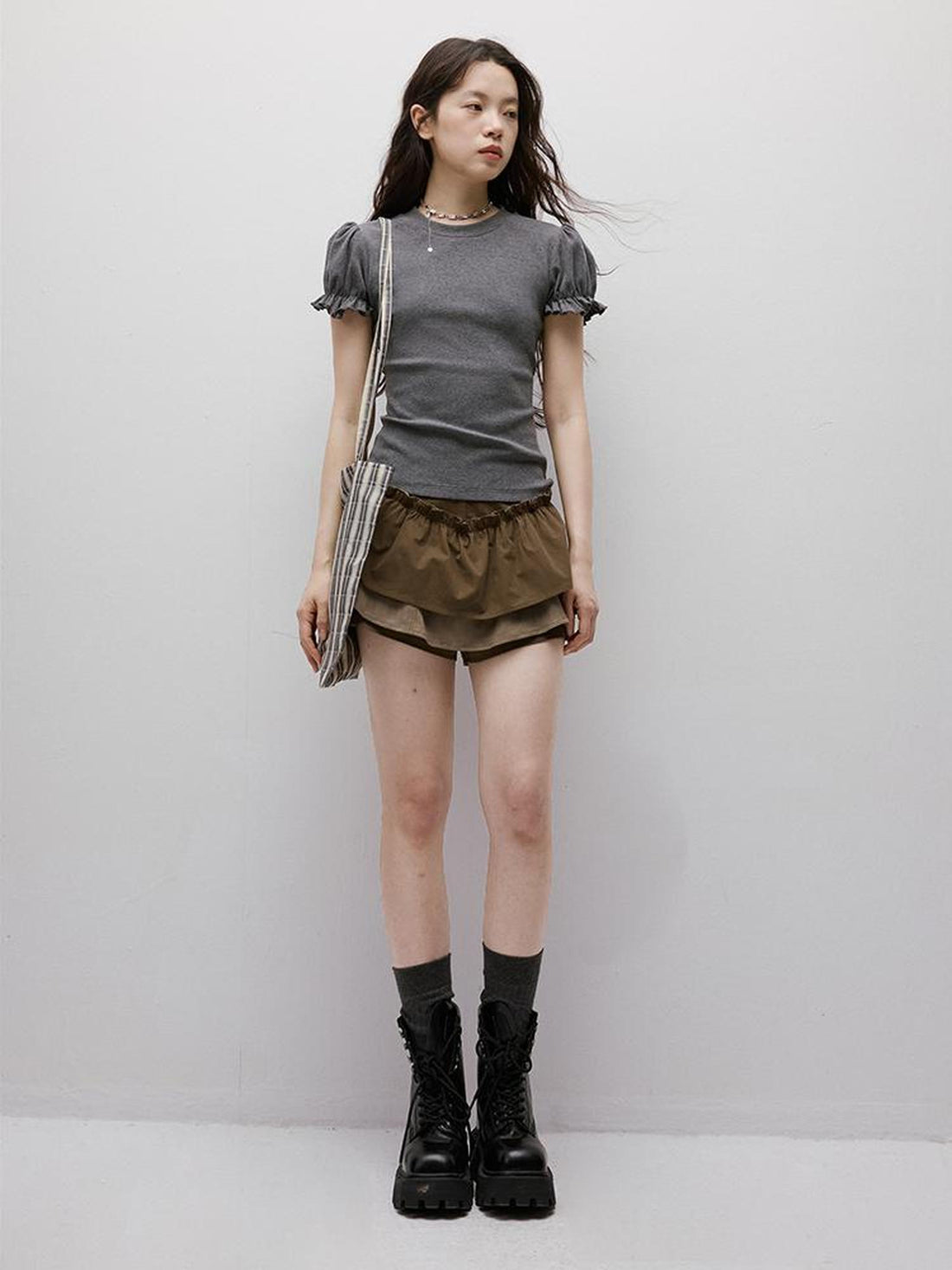 FUSSED Cleanfit Puff Sleeve Cropped Tee In Four Colors