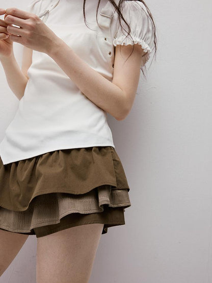 FUSSED Cleanfit Puff Sleeve Cropped Tee In Four Colors