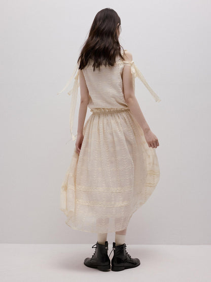 FUSSED Cloud Mist White Layered Patchwork Embossed Jacquard Women&