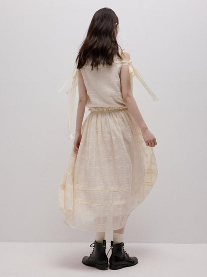 FUSSED Cloud Mist White Layered Patchwork Embossed Jacquard Women&