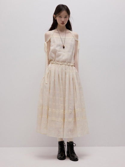 FUSSED Cloud Mist White Layered Patchwork Embossed Jacquard Women&