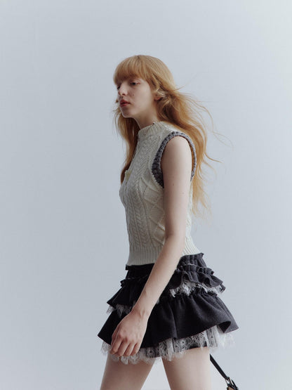 FUSSED Cloud White Hand Crochet Floral 3d Knit Women&