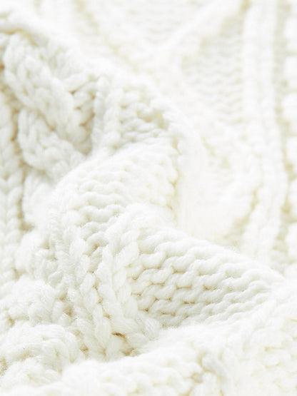 FUSSED Cloud White Hand Crochet Floral 3d Knit Women&