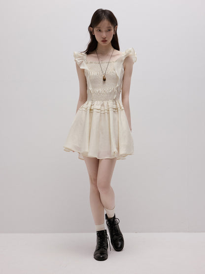FUSSED_Cloud_White_Heavy_Ruching_Layered_Tie_Women&