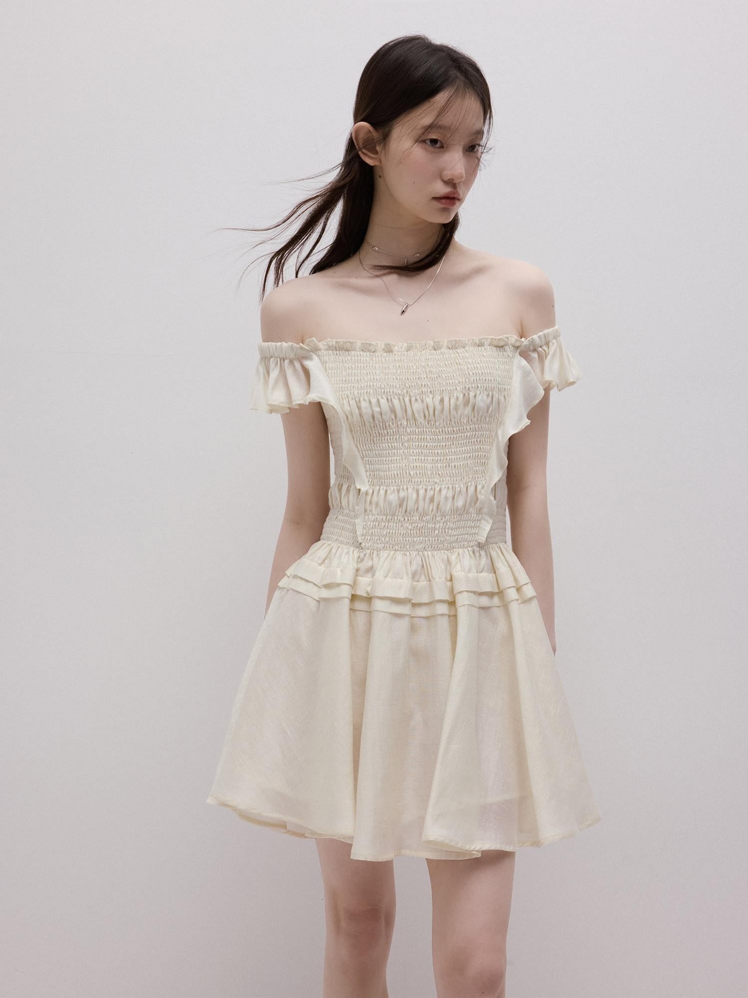 FUSSED Cloud White Heavy Ruching Layered Tie Women&