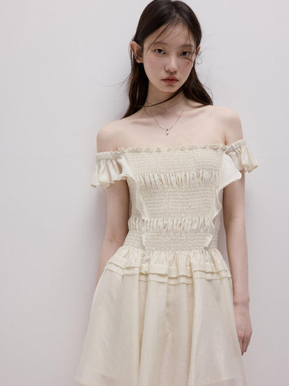 FUSSED Cloud White Heavy Ruching Layered Tie Women&