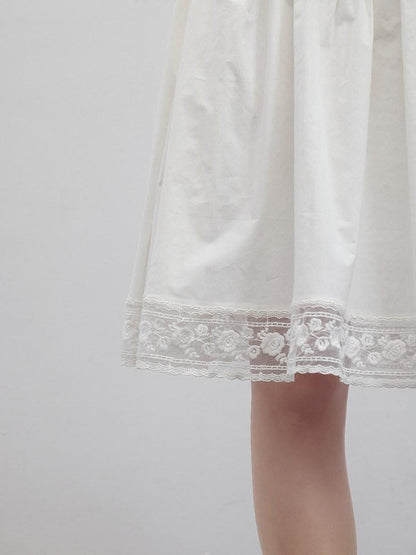 FUSSED Cloud White Pleated V-neck A Line Women&