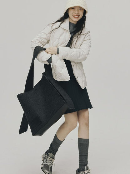 FUSSED Cloud Wrap Diamond Quilted White Down Jacket