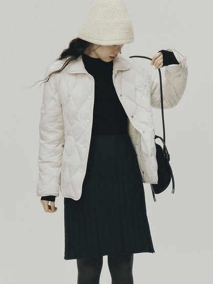 FUSSED Cloud Wrap Diamond Quilted White Down Jacket