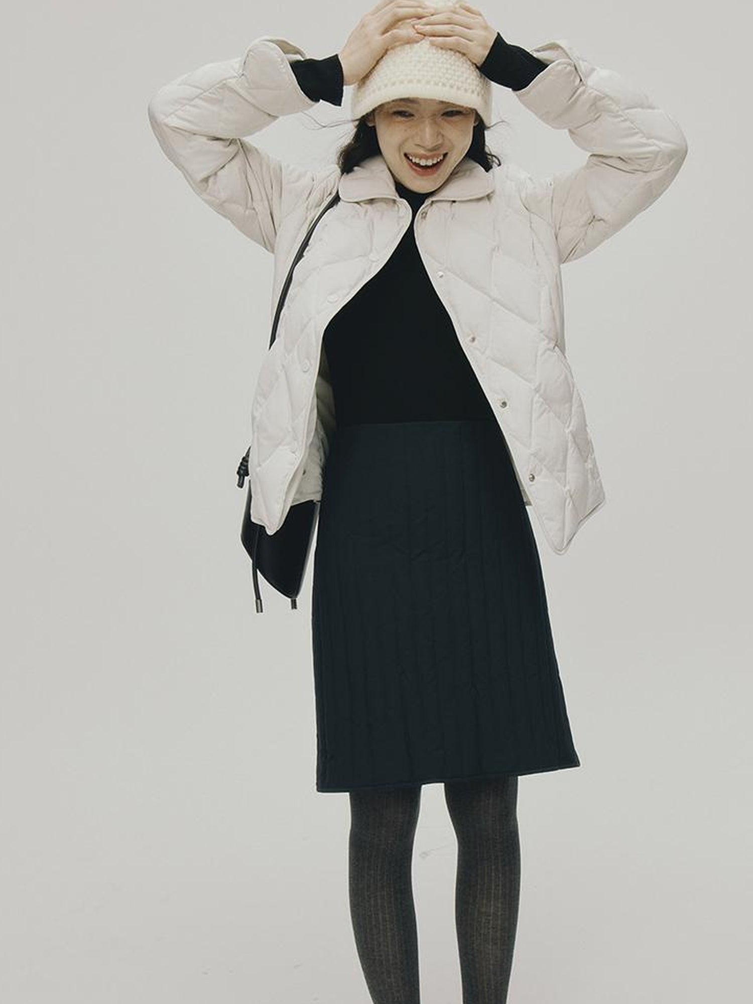 FUSSED Cloud Wrap Diamond Quilted White Down Jacket