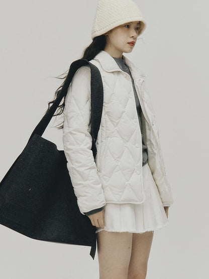FUSSED Cloud Wrap Diamond Quilted White Down Jacket