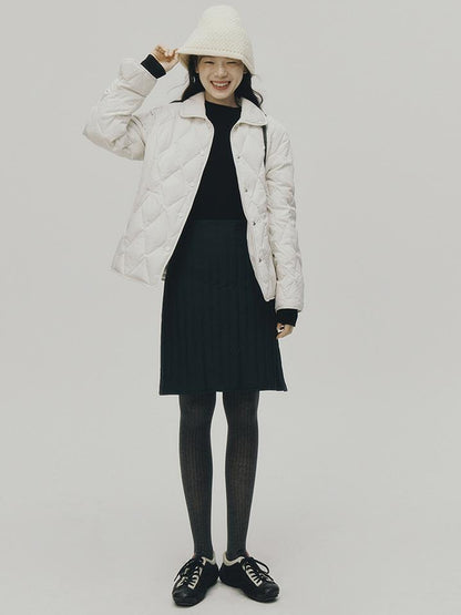 FUSSED Cloud Wrap Diamond Quilted White Down Jacket