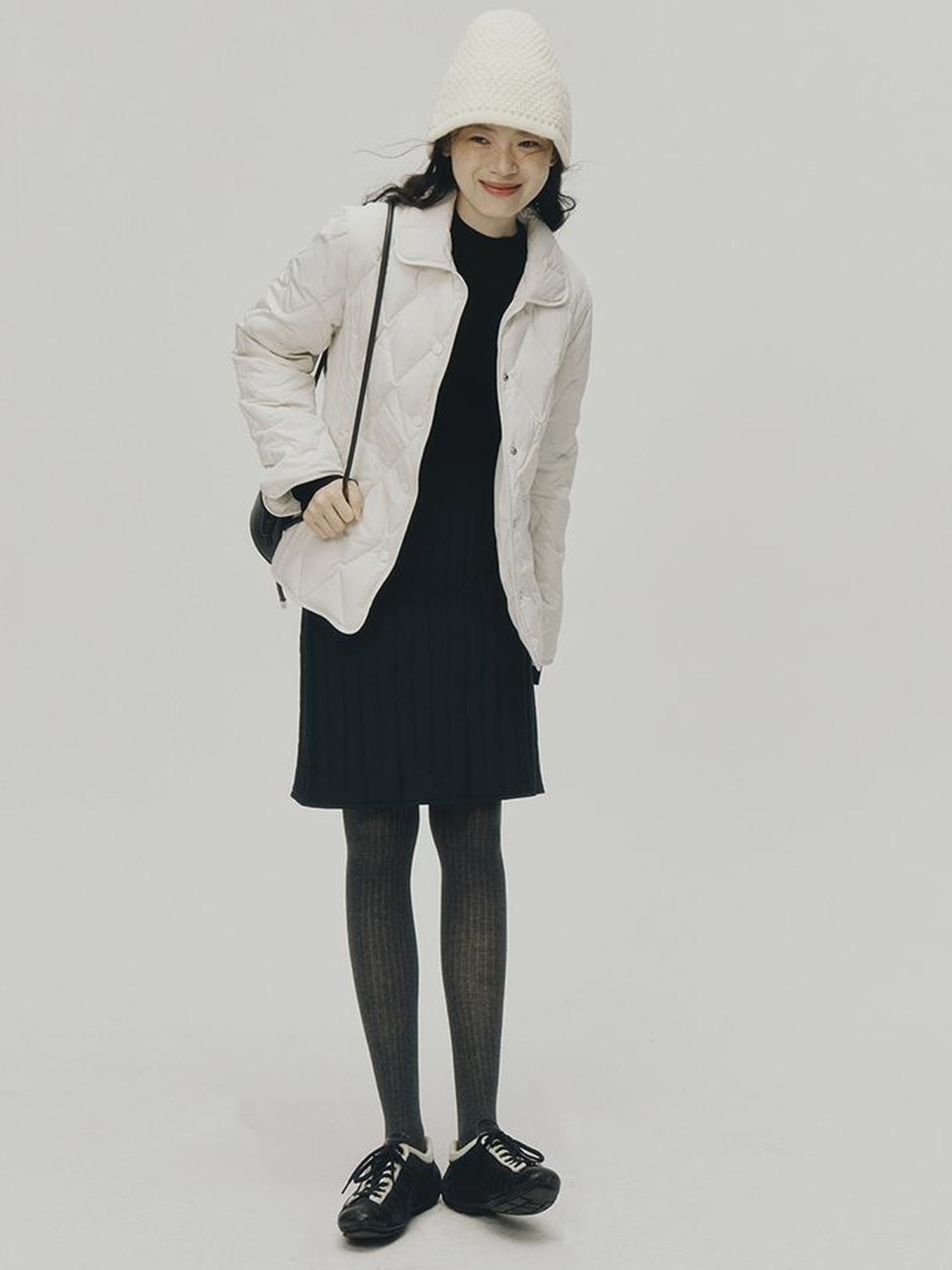 FUSSED Cloud Wrap Diamond Quilted White Down Jacket
