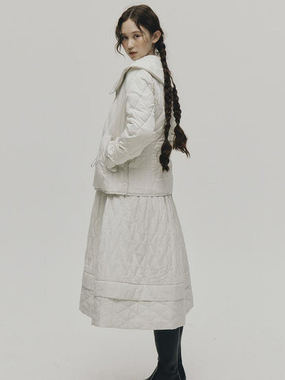 FUSSED Cloud Wrap Diamond Quilted White Down Jacket