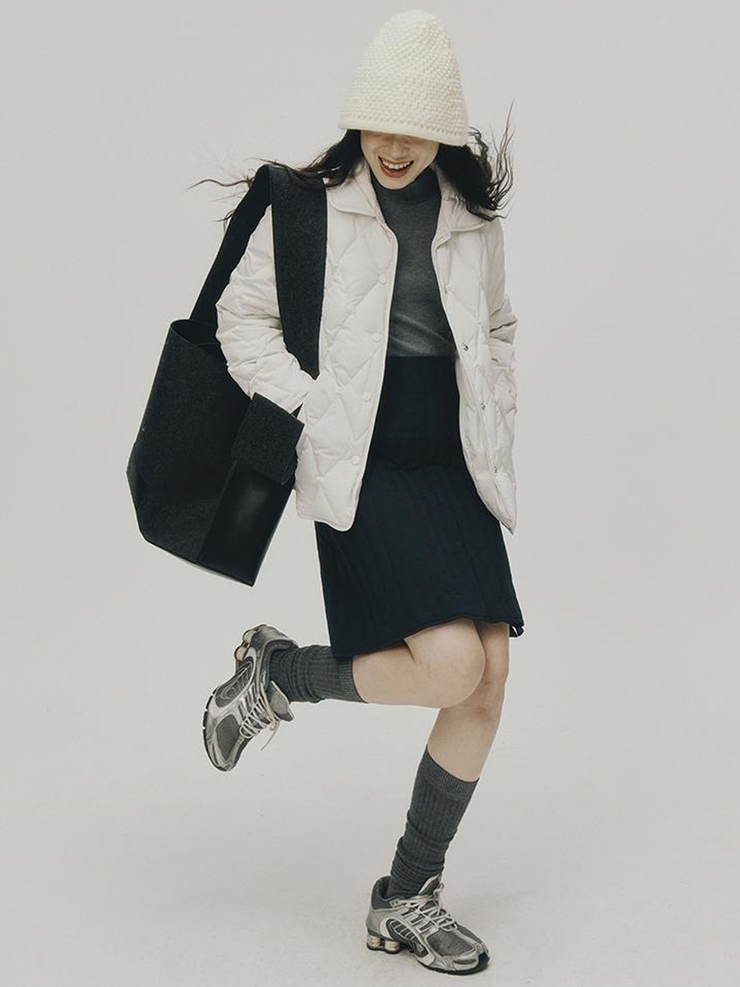 FUSSED Cloud Wrap Diamond Quilted White Down Jacket