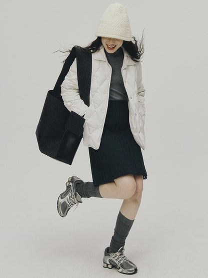 FUSSED Cloud Wrap Diamond Quilted White Down Jacket