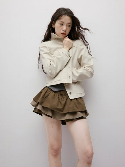 FUSSED_Coffee_Layered_Shorts_With_Ruffle_Trim_MISSTT