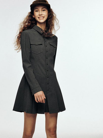FUSSED College Layered Pleated Lapel Women&