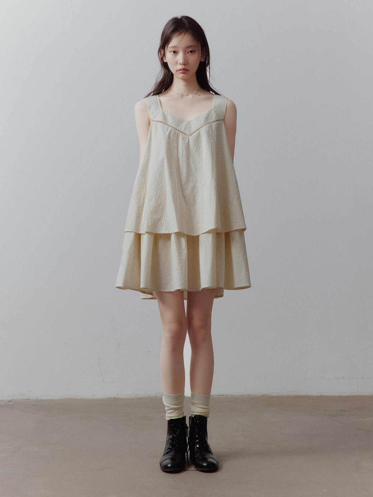FUSSED_Cotton_Cord_Embroidery_Layered_V-neck_Women&