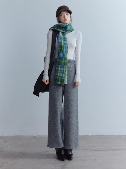FUSSED Cozy Warm European Plaid Long Women Youth 190X35Cm Blue Green Tartan Scarf