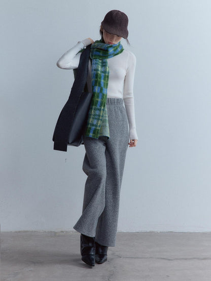 FUSSED Cozy Warm European Plaid Long Women Youth 190X35Cm Blue Green Tartan Scarf