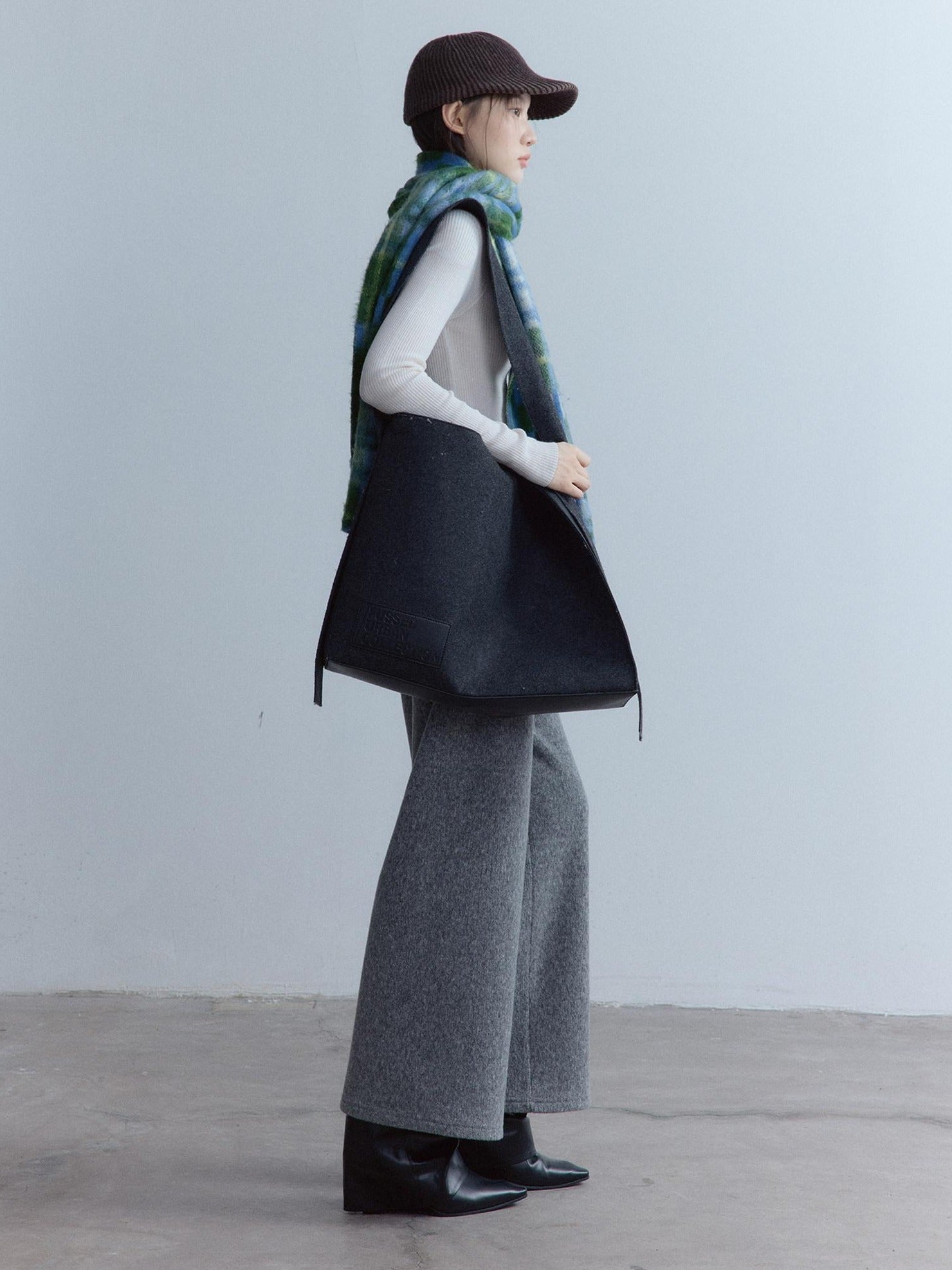 FUSSED Cozy Warm European Plaid Long Women Youth 190X35Cm Blue Green Tartan Scarf