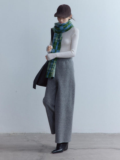 FUSSED Cozy Warm European Plaid Long Women Youth 190X35Cm Blue Green Tartan Scarf