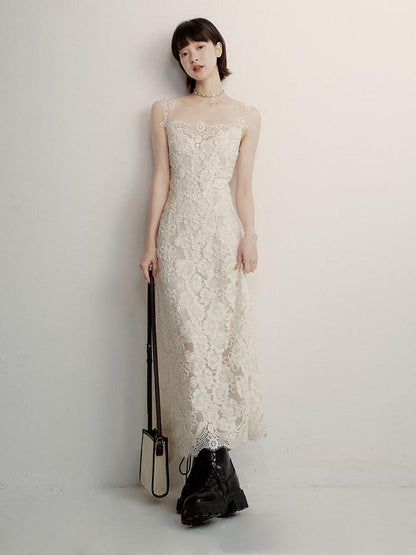FUSSED Cream 3d Embroidery Lace Panel Women&