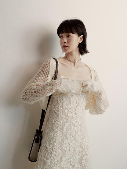 FUSSED Cream 3d Embroidery Lace Panel Women&