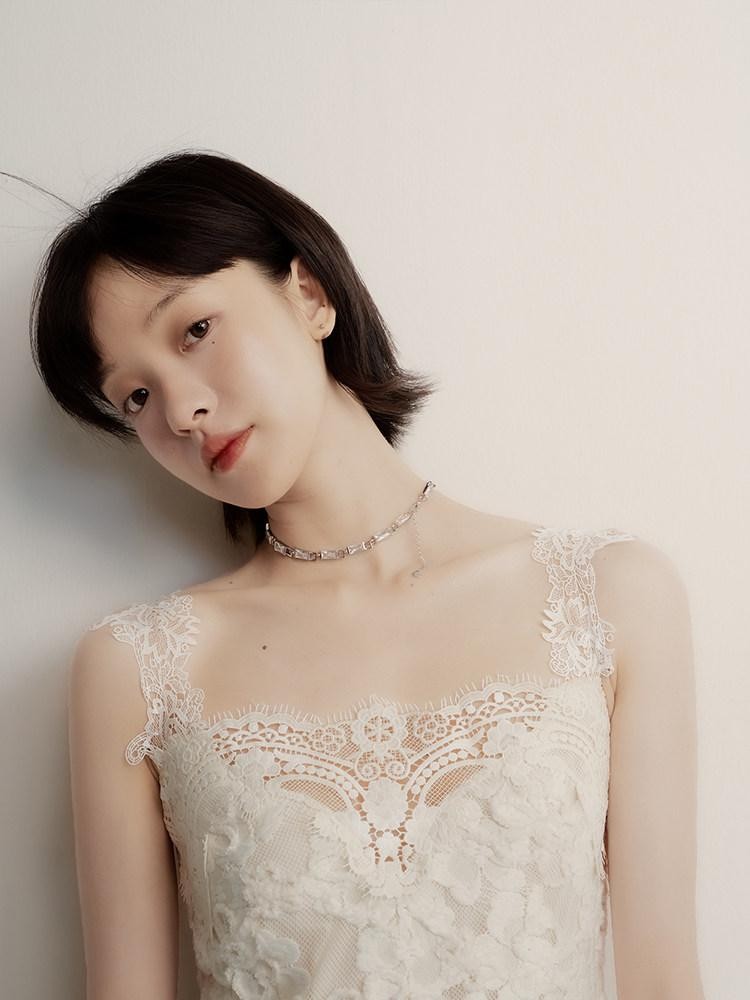 FUSSED Cream 3d Embroidery Lace Panel Women&
