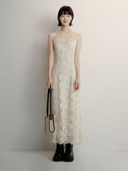 FUSSED Cream 3d Embroidery Lace Panel Women&