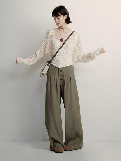 FUSSED Cream Embossed Layered Embroidery Lace Spliced Women&