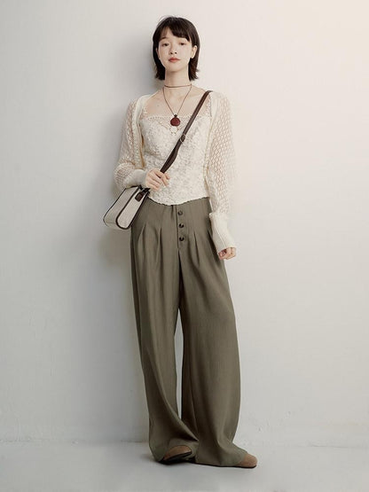 FUSSED Cream Embossed Layered Embroidery Lace Spliced Women&