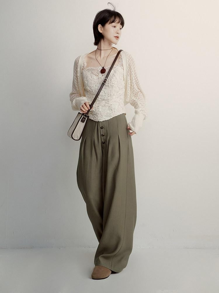 FUSSED Cream Embossed Layered Embroidery Lace Spliced Women&