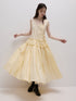 FUSSED_Cream_Yellow_Layered_Splice_Gathered_Pleats_A_Line_Women&