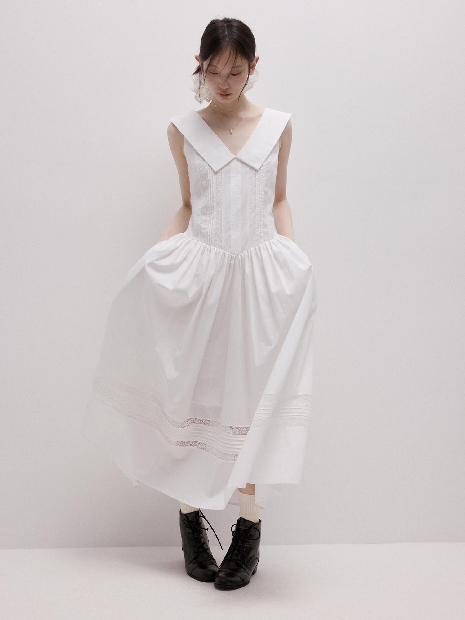 FUSSED Cutout Splice Collar Sleeveless Aline Women&